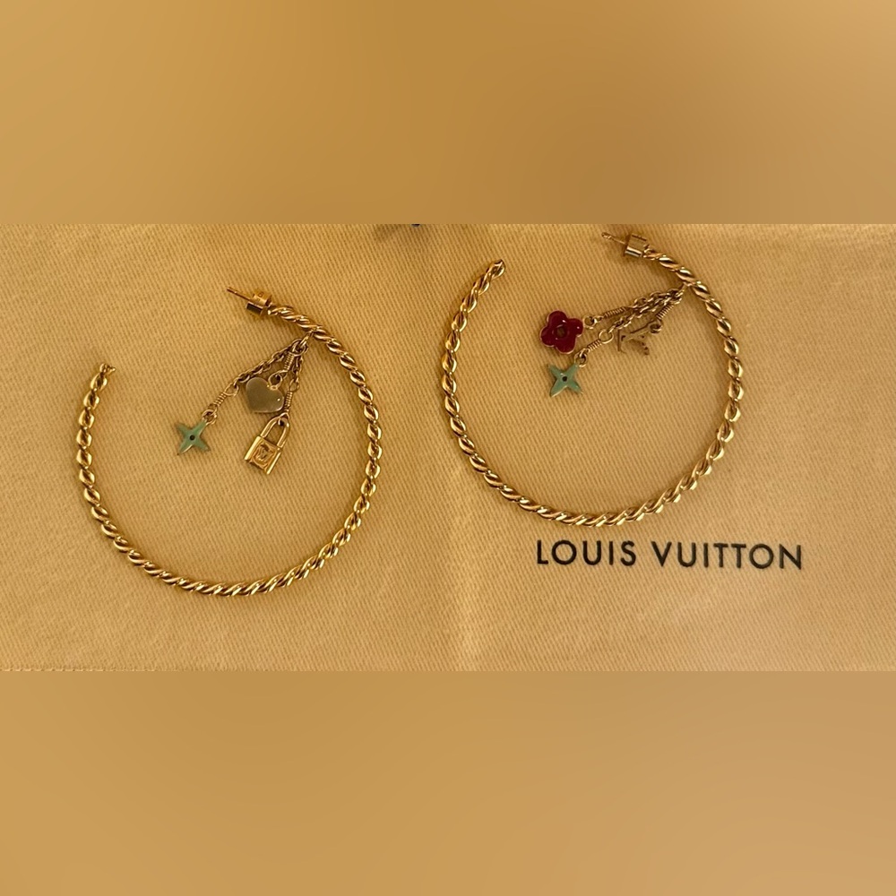 Louis Vuitton Creole Sweet Monogram Gold Hoop Earrings - Picture 6 of 6